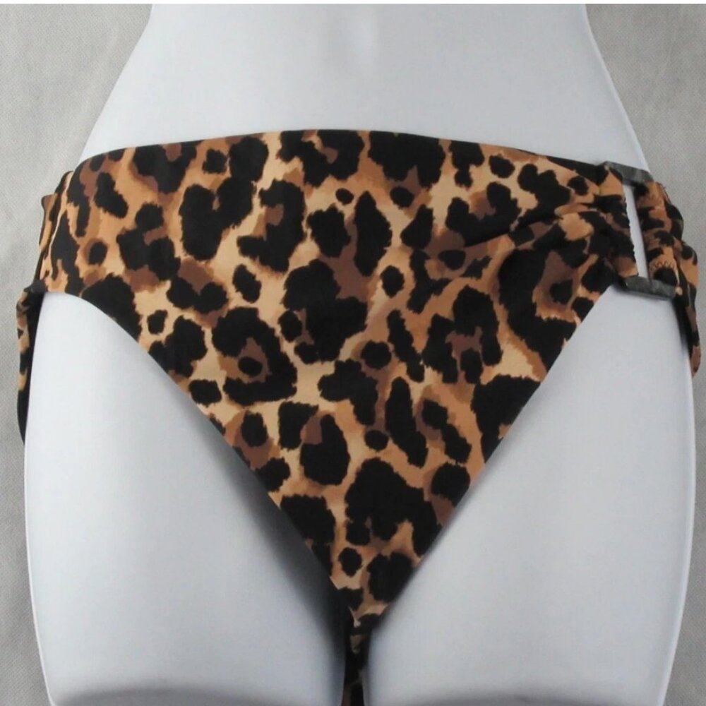 NWT Bar III Women's High-Leg Bikini Bottom Swimsuit, Cheetah Animal Print